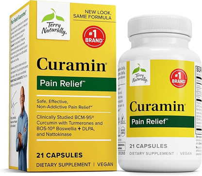 Terry Naturally Curamin - Curcumin Supplement for Circulation & Endorphin Support - Support for Occasional Discomfort - Aids Healthy Muscles - 21 Capsules