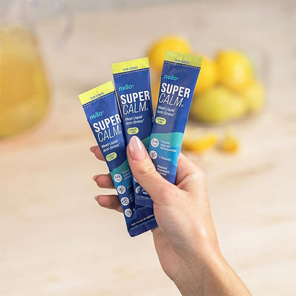 Supercalm Drink Mix - Ashwagandha KSM 66, Magnesium Glycinate & L-Theanine Supplement, Vitamin D3 - Ashwagandha Root Extract - Focus and Relaxation Support (20 Travel Packets) - Lemon Lime