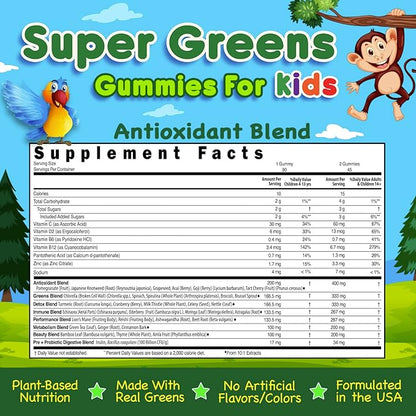 Infusions Super Green Gummies for Kids 90 Count Superfood Booster Soft and Delicious 8 Powerful Blends Vegan Friendly Gluten Free & Non-GMO