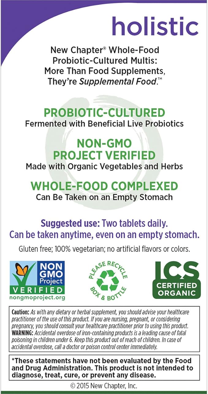 New Chapter Women's Multivitamin, Every Woman, Fermented with Probiotics + Iron + Vitamin D3 + B Vitamins + Organic Non-GMO Ingredients - 48 ct