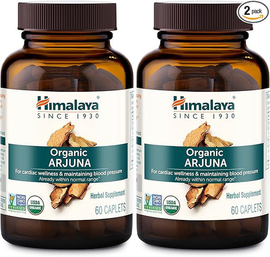 Himalaya Organic Arjuna, Blood Pressure Supplement for Cardiovascular Wellness and Heart Health, 700mg, 60 Count (Pack of 2)