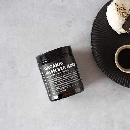 Erbology Organic Irish Sea Moss Powder 3.2 oz - 90 Servings - Sustainably Sourced in Ireland - Supports Metabolism and Skin Health - Rich in Iodine - Small Batch - GMO-Free