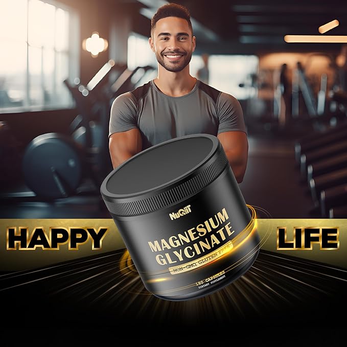 Magnesium Glycinate 500mg with 18% Pure Elemental Magnesium Compound Supplement - 180 Capsules - Powerful Benefits for Support Bone Health, Muscle Growth, Comfortable Mood & Heart Health