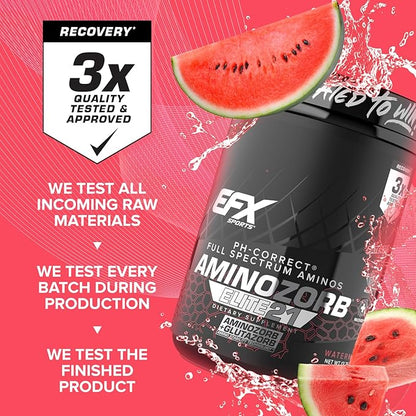 EFX Sports Aminozorb Elite 21 | PH-Correct, Full Spectrum Aminos + Glutamine | Essential & Non Essential Aminos | Zero Sugars | 30 Servings (Watermelon)