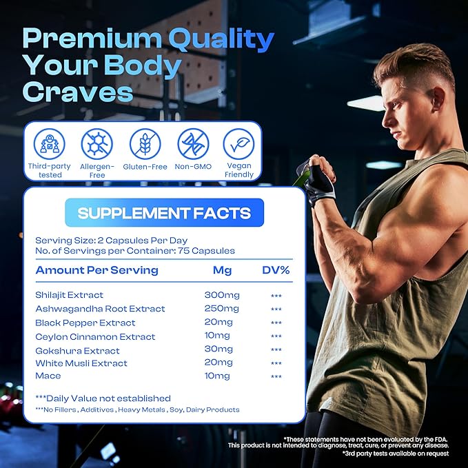 Himalayan Shilajit- Complex with Ashwagandha, Mace, Gokshura, Cinnamon & Piperine | Energy, Vitality & 85+ Trace Minerals, Shilajit for Men, Shilajit for Women, Regular Dose - 150 Capsules