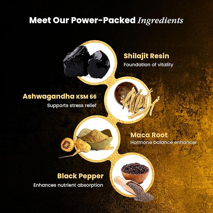 Pure Himalayan Organic Shilajit Resin Extract for Men & Women- 100% Natural Ashwagandha Black Pepper Shilajit Resin for Men Women Gold Ayurvedic,Fulvic Acid 85 + Trace Minerals, 50 Servings, 40 Grams