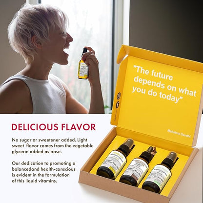 Digestive Harmony Bundle Liquid Vitamin Trio Mushroom Complex Lions Mane, Reishi, Maitake & Chaga, Zinc Picolinate & Bromelain | Non-GMO | Gluten Free | Sugar Free | 2 Fl Oz | 240 Days Supply