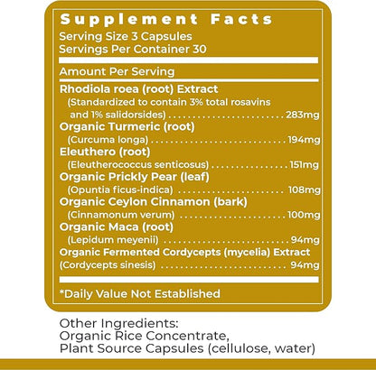 Premier Research Labs Adaptogen-R3: Adaptogen Supplements, Rhodiola Rosea Supplement with Maca Root, Complex for Stress, Heart & Metabolic Health - 90 Vegetarian Capsules