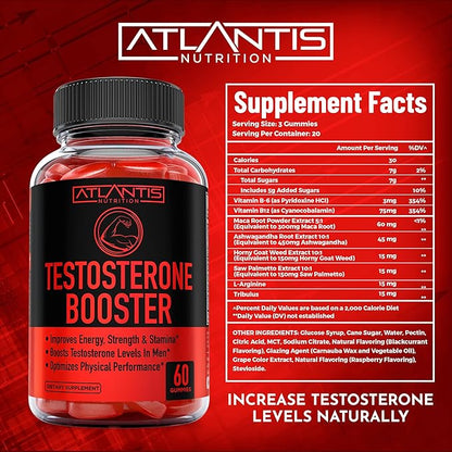 Atlantis Nutrition Keto Apple Cider Vinegar 60 Gummies + Testosterone Booster 2-Pack (120 Gummies)