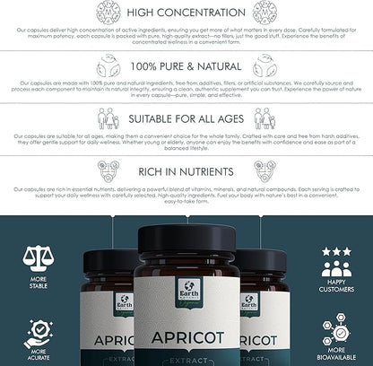 Apricot Extract, 1000 mg 120 Veggie Capsules (Vegan, Non-GMO) Herbal Supplements