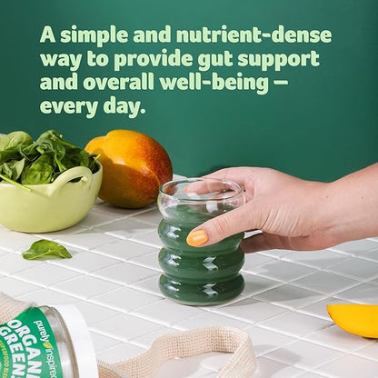 Purely Inspired Organic Green Powder Smoothie Mix, Unflavored (24 Servings) - Probiotics for Digestive Health with Spirulina & Chlorella for Gut Health - Vegan & Gluten-Free