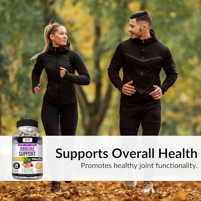 Kaya Naturals Elderberry Immune Support | Vitamins with Zinc and Vitamin C for Adults, Probiotics & Turmeric 1000mg Immune System Booster Sambucus Capsules - 30 Count