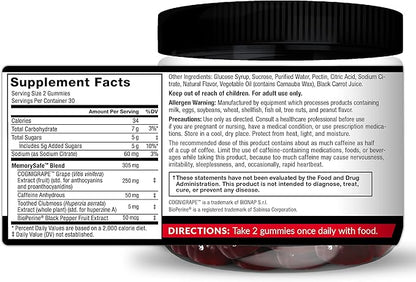 FORCE FACTOR Forebrain Gummies, 3-Pack, Nootropic Brain Support Supplement for Memory & Focus, Brain Vitamin with COGNIGRAPE & Huperzine A, Focus Gummies to Support Recall & Sharpness, 180 Gummies