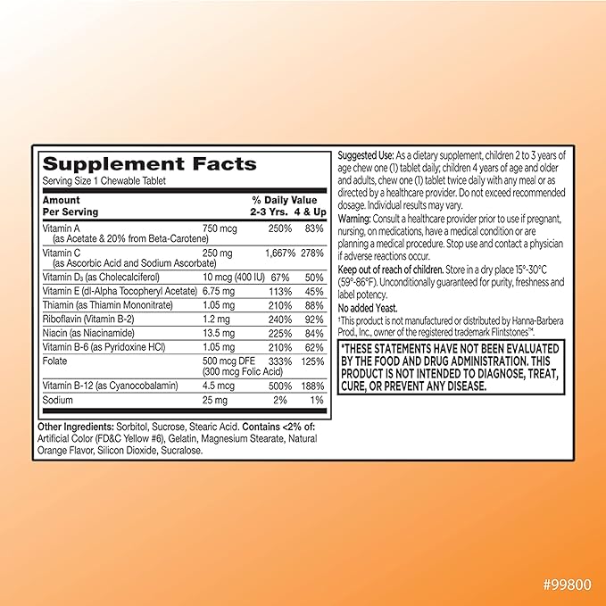 Quality Choice, Chewable Animal Shaped Children's Multivitamin with Extra Vitamin C, Children's Daily Support Orange Flavored Multivitamin Immune Health Supplement, 30 Count Bottle