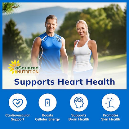 aSquared Nutrition CoQ10 (400mg Max Strength, 200 Capsules) - High Absorption Vegan Coenzyme Q10 Powder - Ubiquinone Supplement Pills, Extra Antioxidant CO Q-10 Enzyme Vitamin Tablets, Coq 10 400 mg