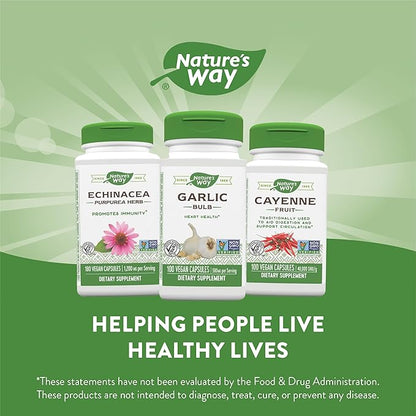 Nature's Way Garlic Bulb, Supports Heart Health*, 100 Vegan Capsules (Pack of 2)