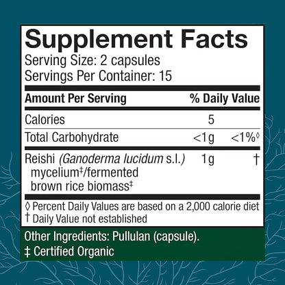 Host Defense Reishi Capsules - Heart & Immune Health Support Supplement - Mushroom Supplement to Support Energy & Vitality - Reishi Supplement to Aid Overall Well-Being - 30 Capsules (15 Servings)*