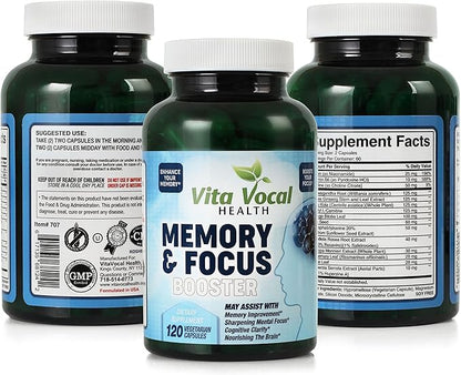 VitaVocal Premium Memory Focus Supplement, Boosts Clarity and Concentration | Brain Booster