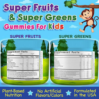 Infusions Super Fruit and Super Green Gummies for Kids 180 Count Superfood Blend Soft and Delicious Gluten Free Non-GMO