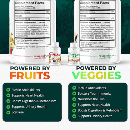 Daily Fruits and Veggies Supplement - 360 Capsules for 60 Days, Non GMO & Gluten Free Superfood with Natural Vitamins - Powered by Plants, 4-Pack