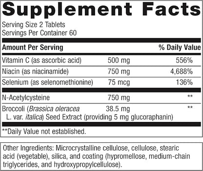 Metagenics GlutaClear - Advanced Glutathione Support* - 750 mg Niacin - Potent Antioxidant Support* - with Broccoli Seed Extract & Vitamin C - Non-GMO & Gluten Free - 120 Tablets