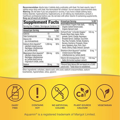 Nature's Way Alive! Calcium Max Absorption, Bone Support*, Plant Source Calcium, Vitamin D3 & K2, Magnesium, 120 Tablets (Packaging May Vary)