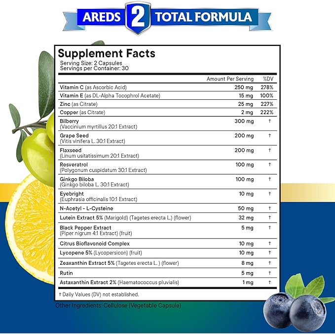 NEW AGE Eye Health Vitamins with Bilberry Lutein & Zeaxanthin Lycopene Resveratrol Grape Seed Extract Astaxanthin - Eye Vitamin - 180 Count