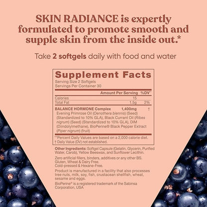 Radiance Flawless Skin & Complexion – Hormonal Acne, Skin Care – Support Your Natural Beauty Building Blocks – Cold Pressed Acne Pills, Evening Primrose Oil, Black Seed Oil, & DIM – 60 Liquid Softgels