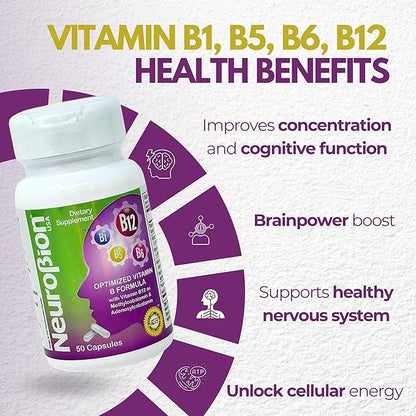 Neurobion Optimized Classic Formula B12 Methylcobalamin Dietary Supplement 50 Capsules