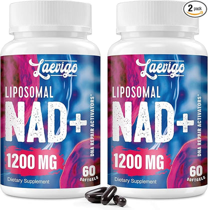 1200mg Liposomal NAD+ Supplement, Ultra Purity Actual NAD Supplement, Enhanced Absorption, Boosting NAD+, Age Defense, Energy, Metabolic Repair, 120 Softgels