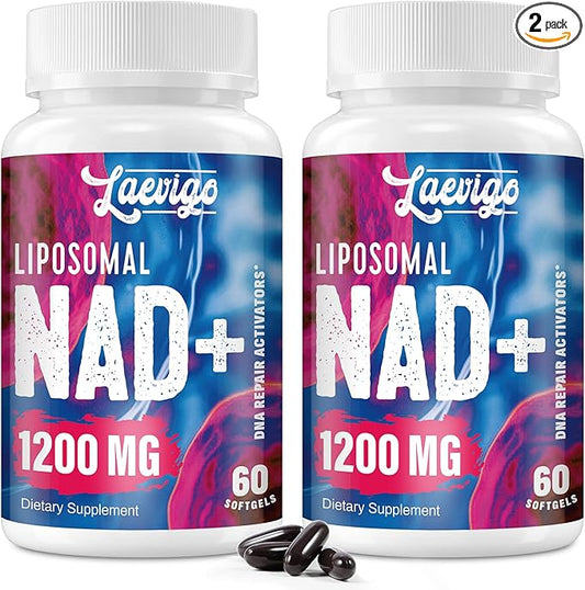 1200mg Liposomal NAD+ Supplement, Ultra Purity Actual NAD Supplement, Enhanced Absorption, Boosting NAD+, Age Defense, Energy, Metabolic Repair, 120 Softgels
