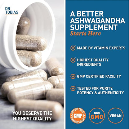 Dr. Tobias Adult Multivitamins and Ashwagandha Capsules, Support Overall Wellness & Balanced Energy & Resilience, Vegan, Non-GMO