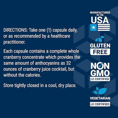 Life Extension Cran-Max®, 500 mg, Cranberry Whole Fruit Concentrate, Promotes Urinary Tract Health with Powerful antioxidants, Gluten-Free, Vegetarian, Non-GMO, 60 Capsules