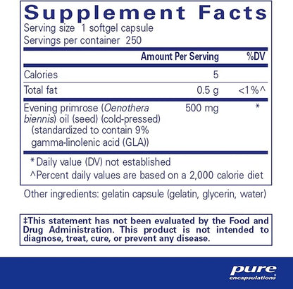 Pure Encapsulations E.P.O. (Evening Primrose Oil) | Hypoallergenic Dietary Supplement Containing 9% GLA | 250 Softgel Capsules