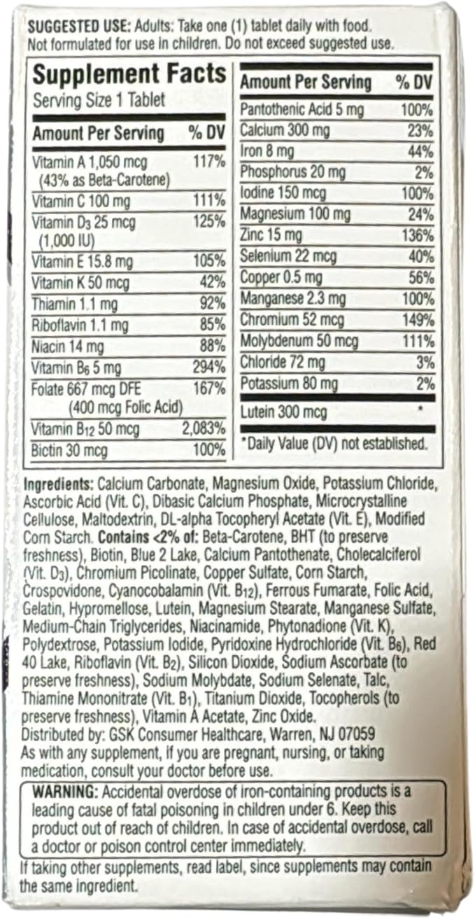 Centrum Silver Women Multivitamin for Womens 50 Plus, Multivitamin Supplement with Vitamin D3, B Vitamins, 65 Tablets (Pack of 1)