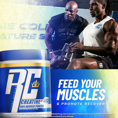 Ronnie Coleman Signature Series Creatine-XS, Creatine Monohydrate Powder, Post Workout Recovery for Muscle Building and Strength, Energy Support, Mass Gainer, Unflavored, 120 Servings