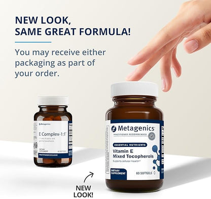 Metagenics Vitamin E Mixed Tocopherols - Antioxidants Supplement* - with Gamma-, Delta- & Beta-Tocopherols - Gluten-Free - 60 Softgels