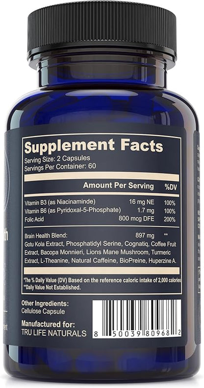 NEUROACT Brain Health Memory, Focus, Concentration, Mental Clarity with CognatiQ, Vitamin B3 & B6 | Manage Stress & Elevate Mood | Holistic Brain Health Formula, Sustained Energy & Well Being