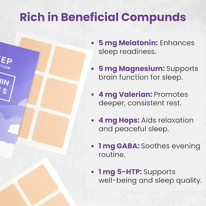 Melatonin Patches for Adults - 60 Beige Sleep Patches for Adults, Skin Friendly, Sleep Promoting Stickers with Natural Ingredients - Supports Better Sleep & Relaxation - 2 packs of 30