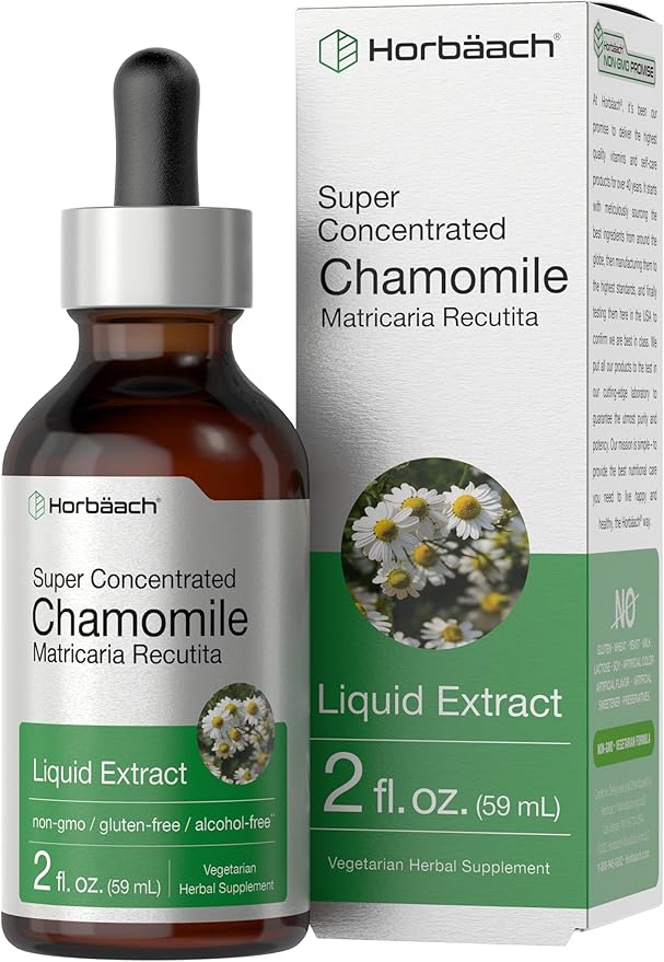 Horbäach Chamomile Extract Liquid | 2 fl oz | Alcohol Free Supplement | Vegetarian, Non-GMO, Gluten Free Tincture