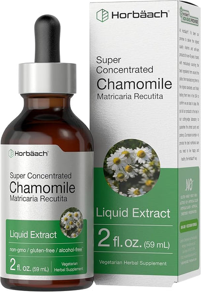 Horbäach Chamomile Extract Liquid | 2 fl oz | Alcohol Free Supplement | Vegetarian, Non-GMO, Gluten Free Tincture