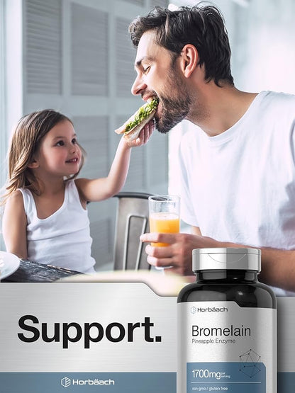 Horbäach Bromelain 1700 mg | 120 Capsules | Supports Digestive Health | Pineapple Enzyme Supplement | Non-GMO, Gluten Free