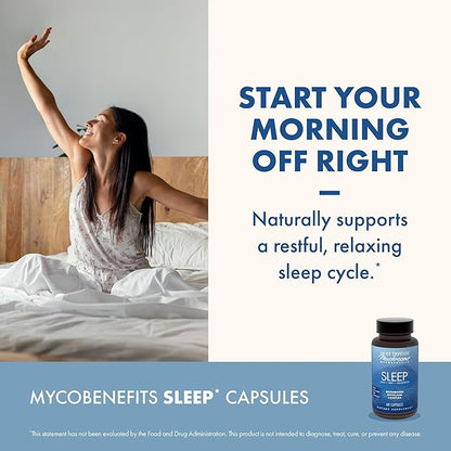 Host Defense MycoBenefits Sleep* Capsules - Rest Support for Healthy Sleep Quality - Calming Supplement with Magnesium, Lion's Mane & GABA - Aids Balanced Rest Cycles - 60 Capsules (30 Servings)*