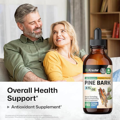 BIO KRAUTER Pine Bark Extract - Rich in Antioxidants Liquid Supplement - 400 mg French Maritime Pine Bark Extract Drops - Vegan, Alcohol & Sugar Free - 4 Fl Oz