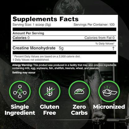 Species Nutrition Crealyze Creatine Powder, 100% Creatine Monohydrate with Solubility to Support Lean Mass, Endurance and Strength, Post Workout Recovery Drink, Gluten-Free (Unflavored, 17.6 Oz)