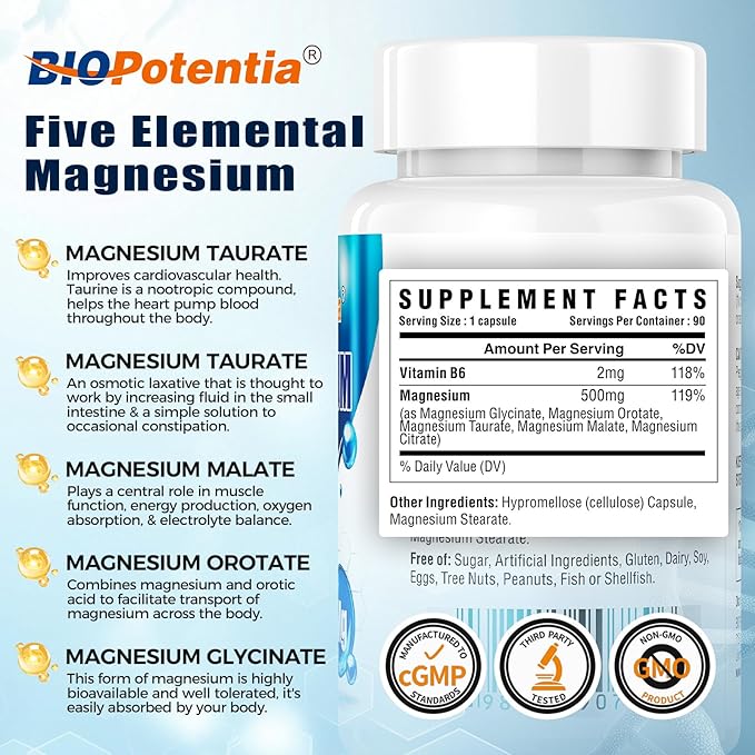Magnesium Breakthrough Supplement - Has 5 Forms of Magnesium: Glycinate, Orotate,Taurate,Malate, Citrate- Support Sleep, Heart Health, Muscles, and Metabolism (90 Capsules (Pack of 1))