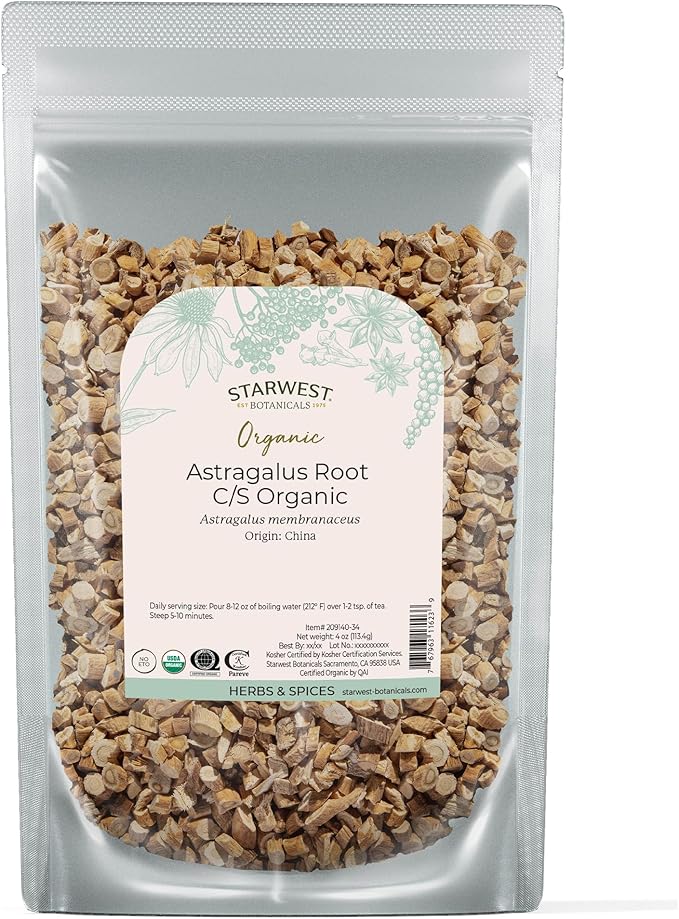 Starwest Botanicals Organic Astragalus Root Cut and Sifted, 4 Ounces