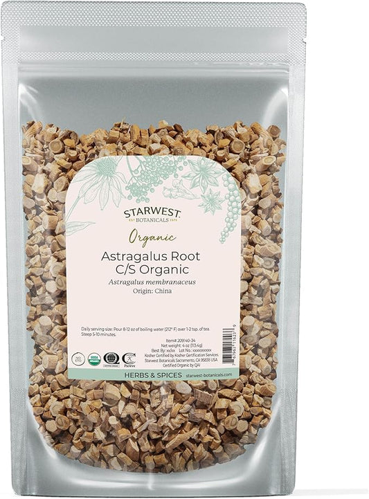 Starwest Botanicals Organic Astragalus Root Cut and Sifted, 4 Ounces