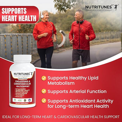 Cholestunes –Cholesterol & Heart Health Support Advanced Supplement Red Yeast Rice (RYR), Aged Black Garlic CoQ10, Niacin (Flush-Free), Chromium & Vitamin K2– 90 Capsules