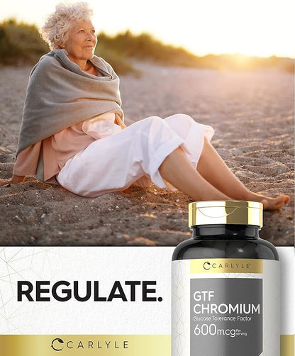Carlyle GTF Chromium 600mcg | 250 Capsules | Non-GMO, Gluten Free